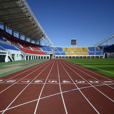 Bom preço Durabilidade Pistas de corrida atlética Superfície lisa 6Mm 400M Comprimento Resistente ao desbotamento Cor personalizada em linha