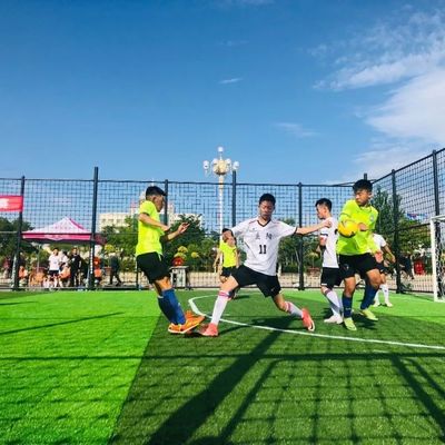 Bom preço grama artificial de bloqueio sintética de 50mm para a corte do futebol em linha