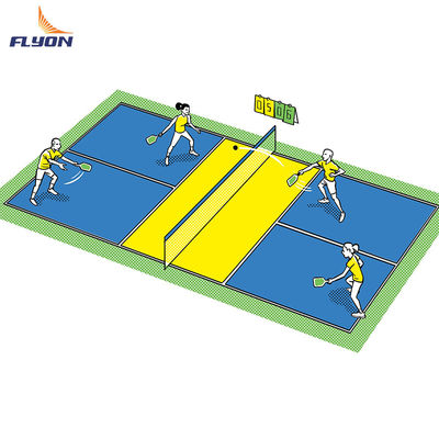 Bom preço Opções de tamanho de piso de campos de pickleball portáteis anti-envelhecimento de 44 * 20ft ou 60 * 30ft em linha