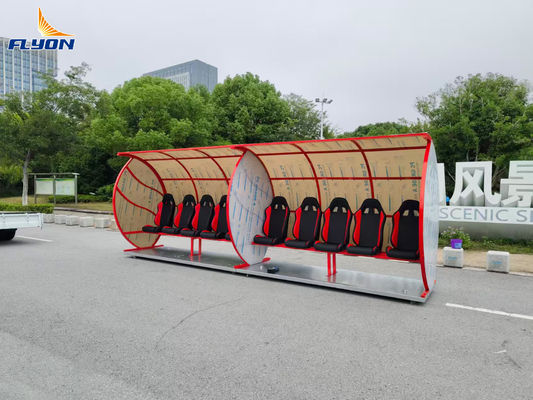 EN 13501 Abrigo portátil para bancos com rodas de couro resistente ao fogo certificado para equipas de futebol