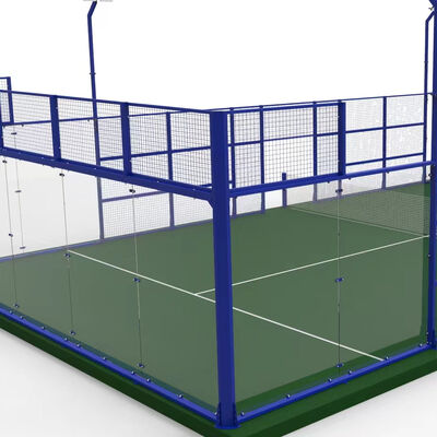 Bom preço Campo de padel de aço galvanizado com 200W de luz LED e grama artificial de 12 mm para jogos profissionais em linha